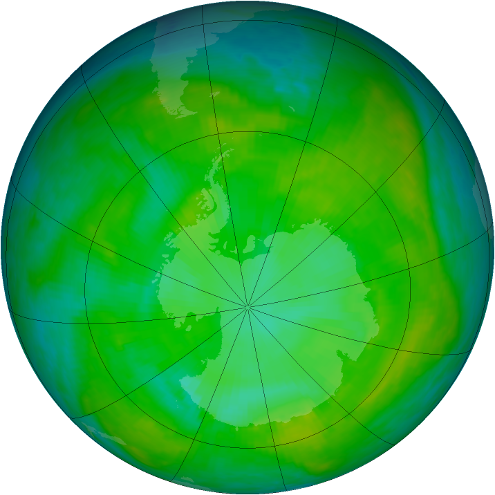 Antarctic ozone map for 27 December 1983